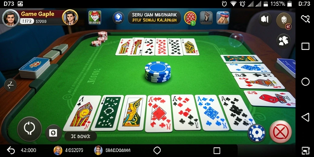 Screenshot gameplay D73 yang menunjukkan keseruan bermain Gaple.