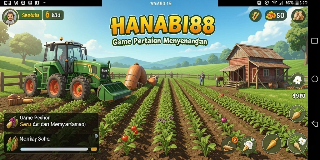 Tangkapan layar dari gameplay HANABI88 yang menampilkan kebun yang indah.