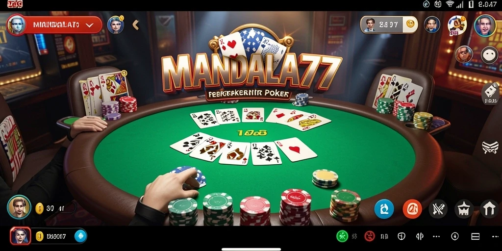 Tangkapan layar <strong>MANDALA77</strong> menampilkan gameplay poker yang menarik dan mendebarkan.