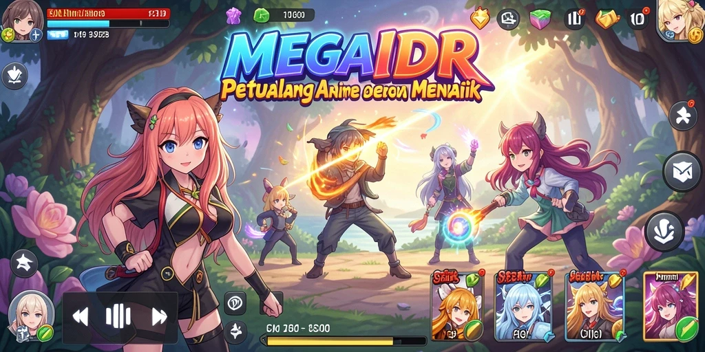 Gameplay MEGAIDR yang menarik dan berwarna-warni menunjukkan dunia Anime.
