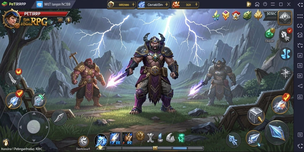 Gameplay PETIRRP dengan pertarungan epik dan petualangan mendebarkan.