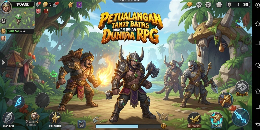 Tangkapan layar utama menunjukkan aksi pertempuran epik dalam RPG.