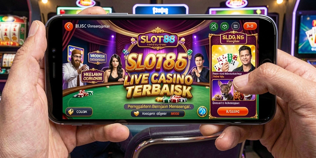 Screenshot menunjukkan dealer profesional beraksi di meja Live Casino.