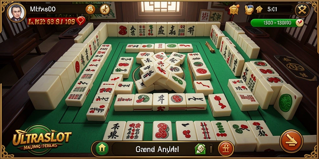 Tangkapan layar utama ULTRASLOT menampilkan gameplay Mahjong yang menantang dan mengasyikkan.